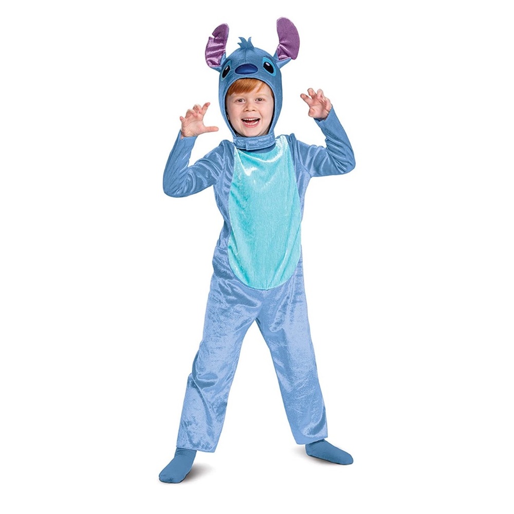 Blue Alien Stitch-Style Kids Costume Hooded Jumpsuit